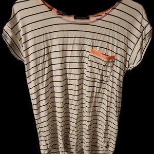 Papermoon Anica One Pocket Knit Top White Black striped S